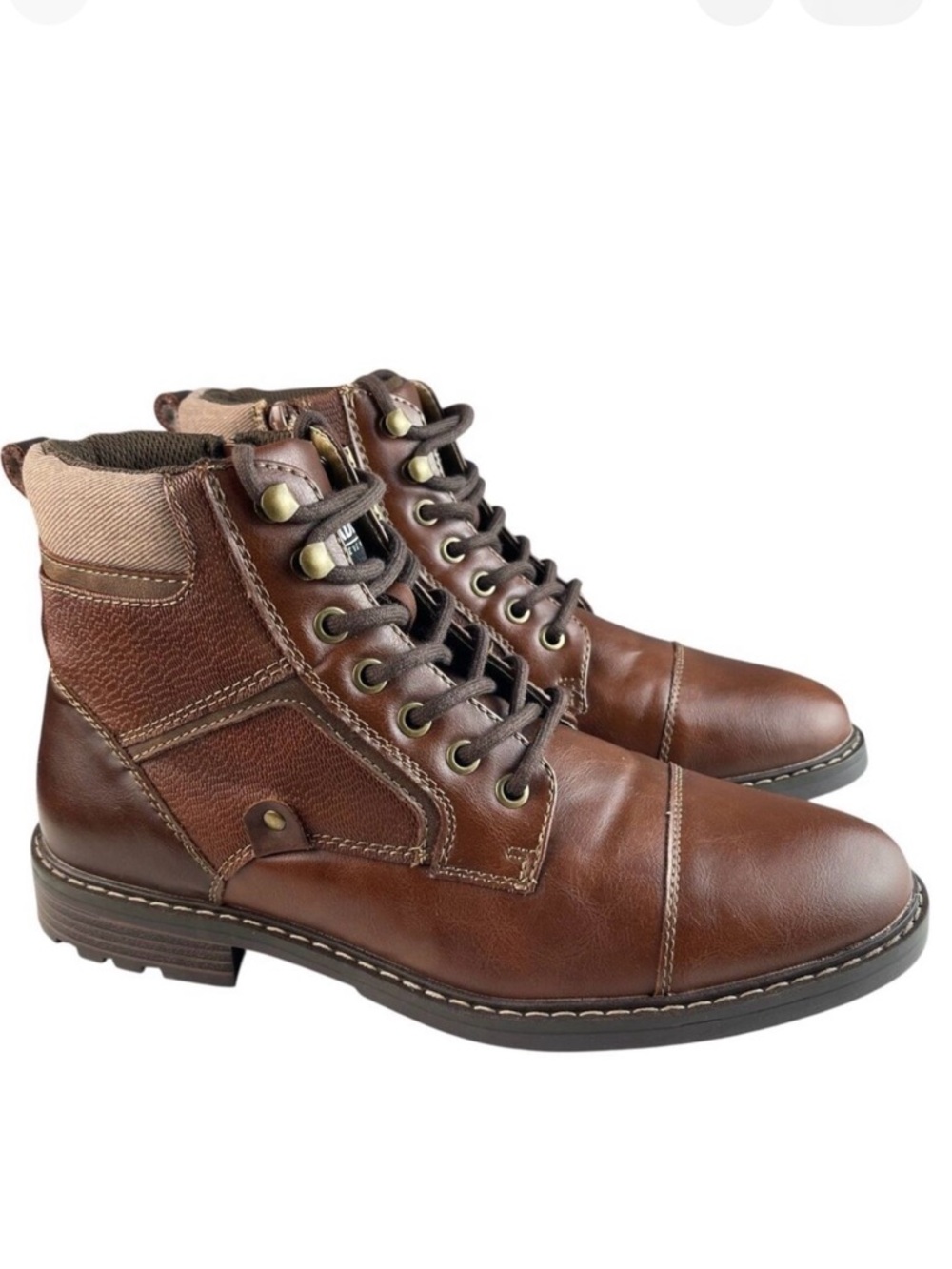 Madden Men's Combat Ankle Boots US 8.5 EU 41.5‎ Brown Faux Leather Lace Up Shoes